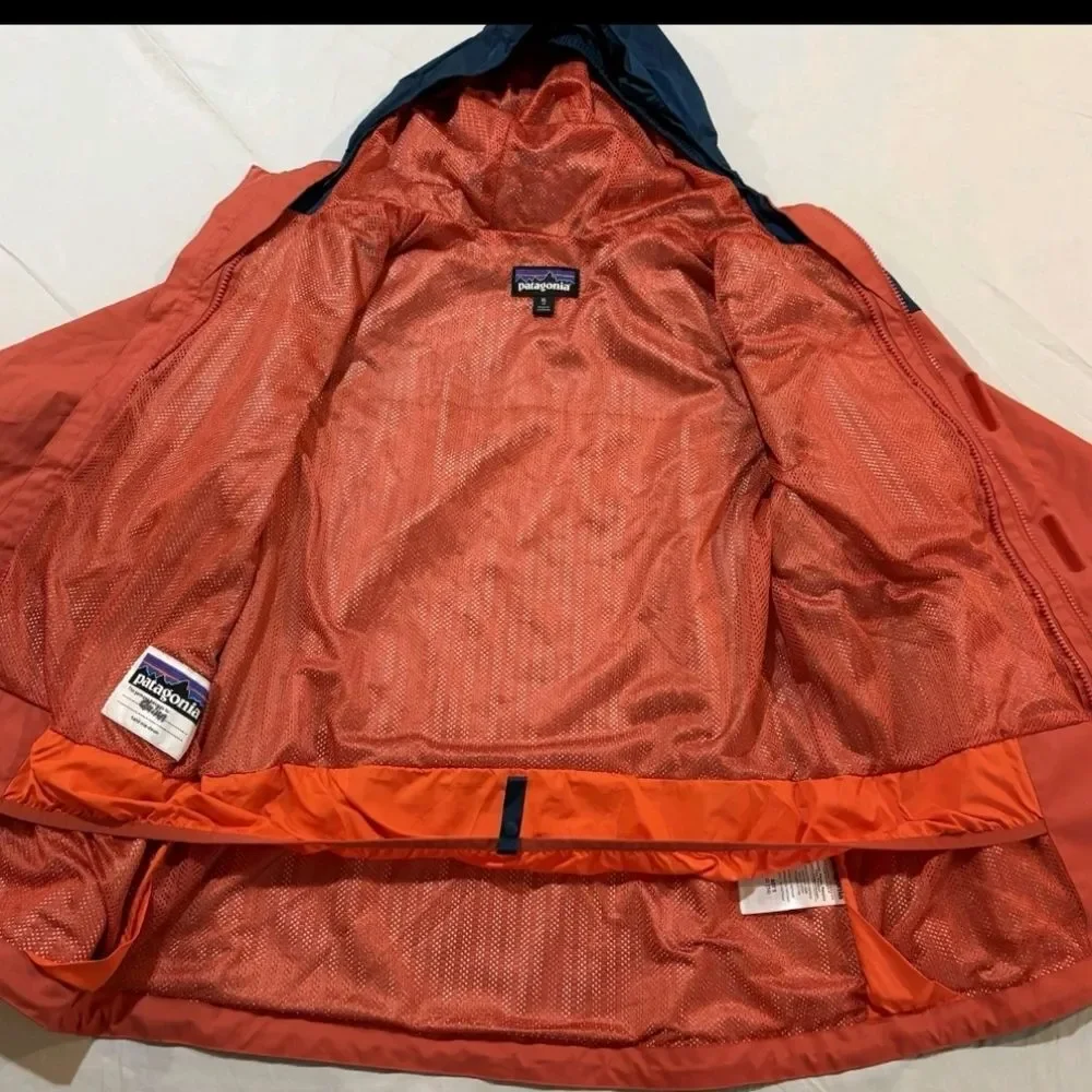 Patagonia 3-in-1 Interchange Ski Winter Snow Jacket Orange Blue Kid Boy Youth 14